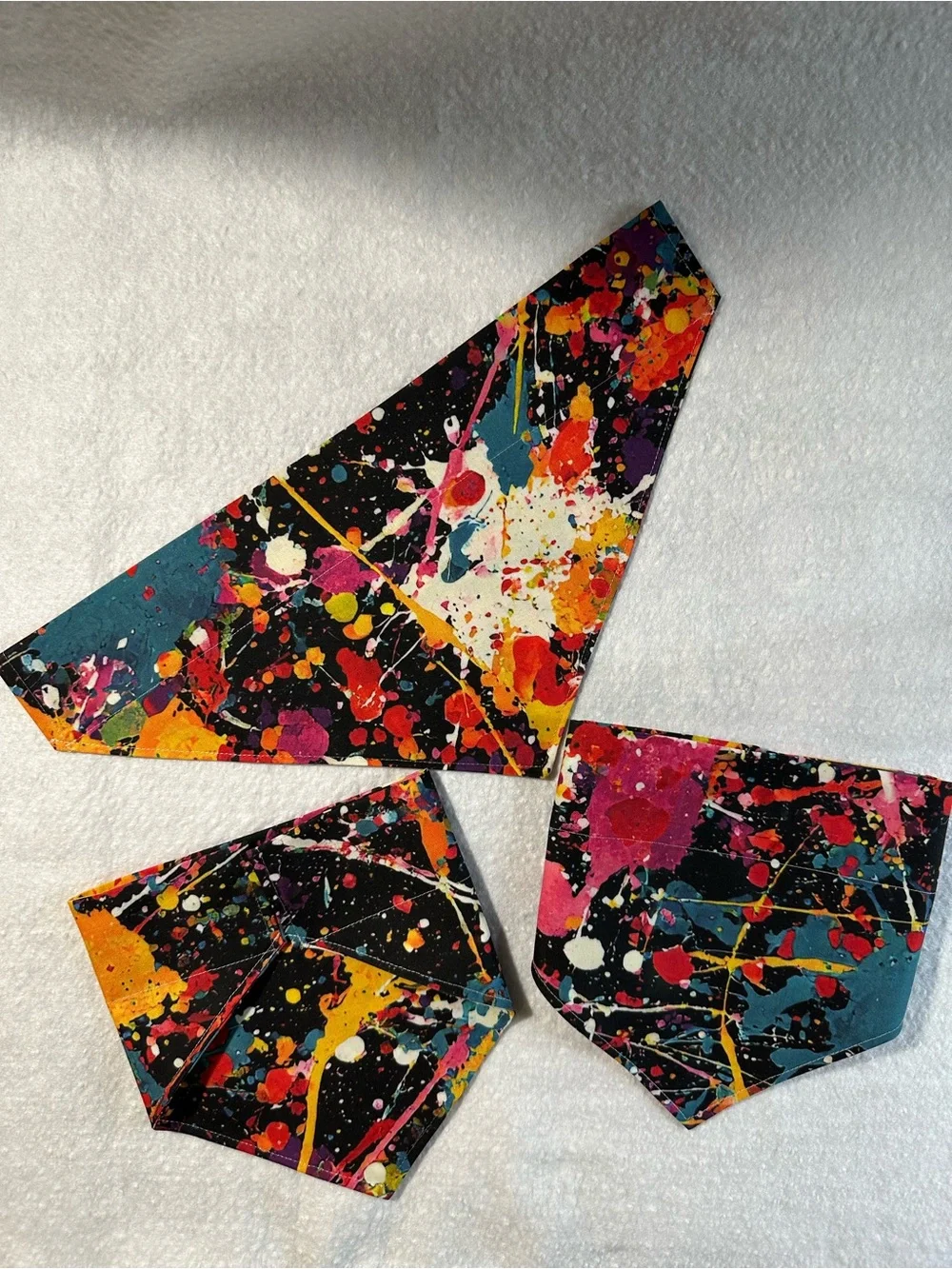 Handmade Critter Cape Bandana Paint Splash - Black Multi